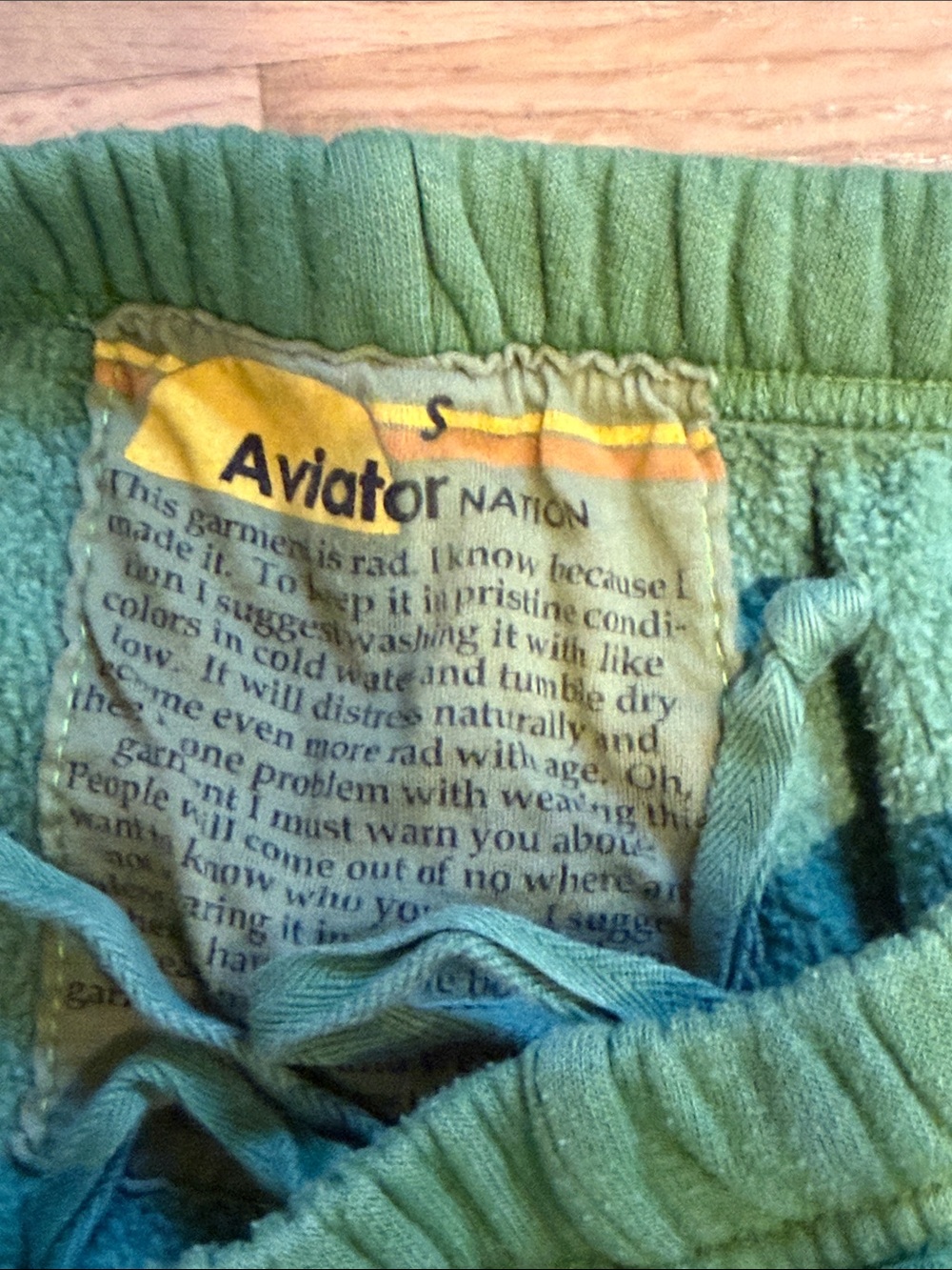 aviator nation green Sweatpants with Heart Lightning Graphic - Picture 4 of 6